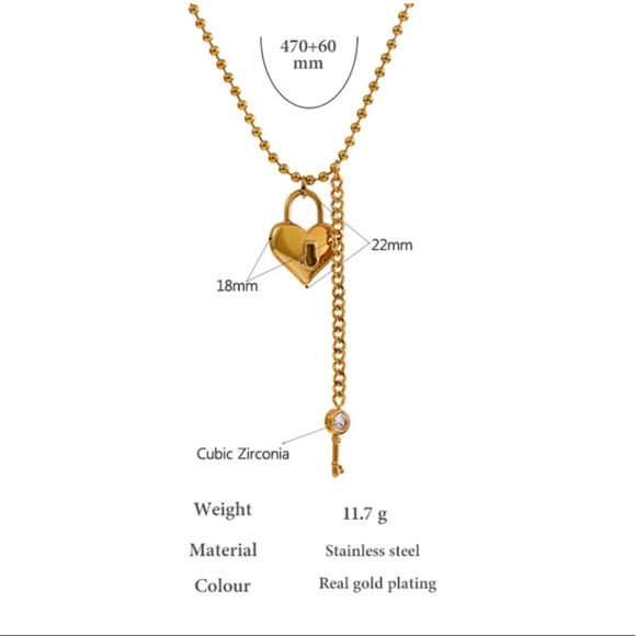 💛Gold plated key heart necklace - Picture 3 of 8